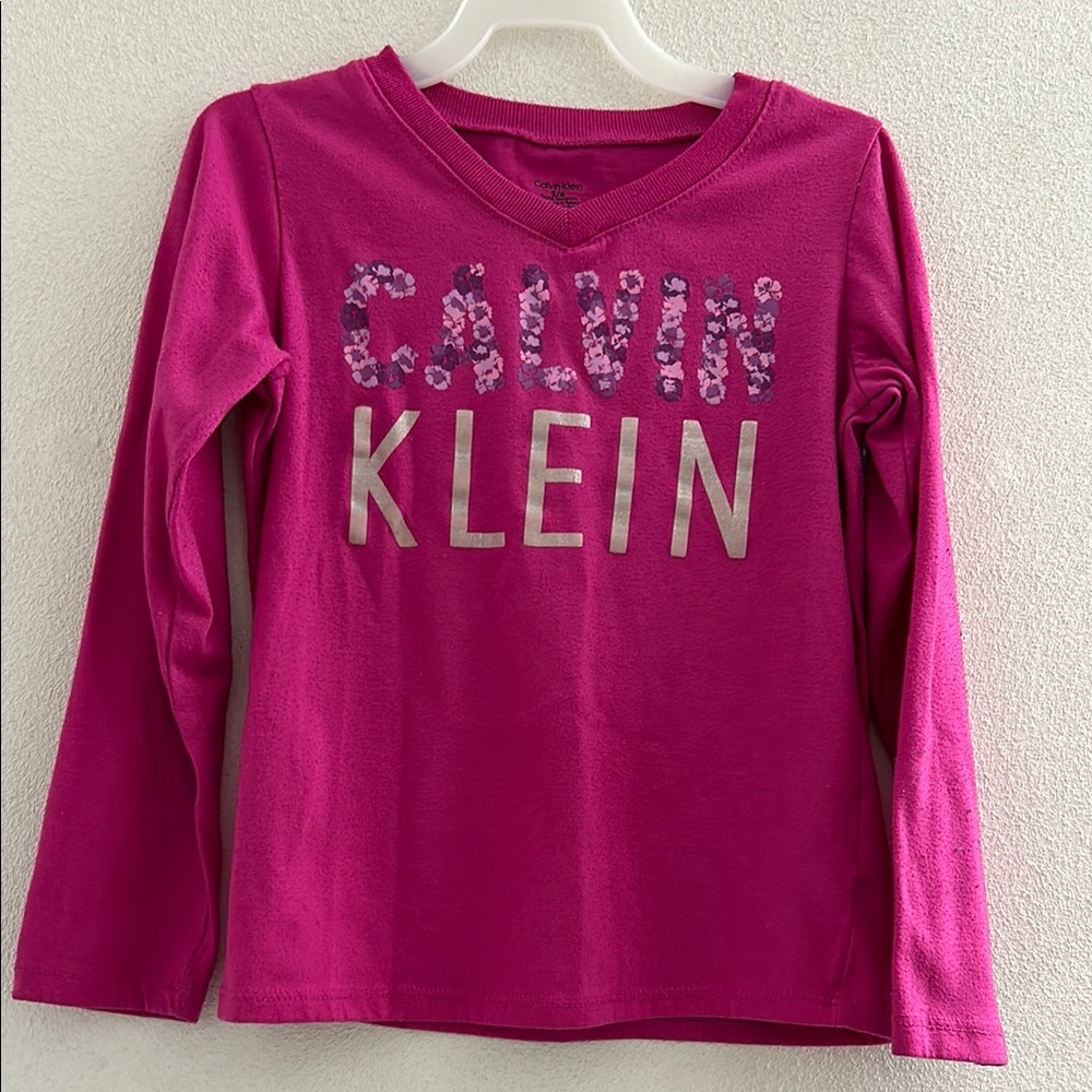 🌺 Calvin Klein Kids Pink Long Sleeve Pajamas Night Shirt Girls 5/6